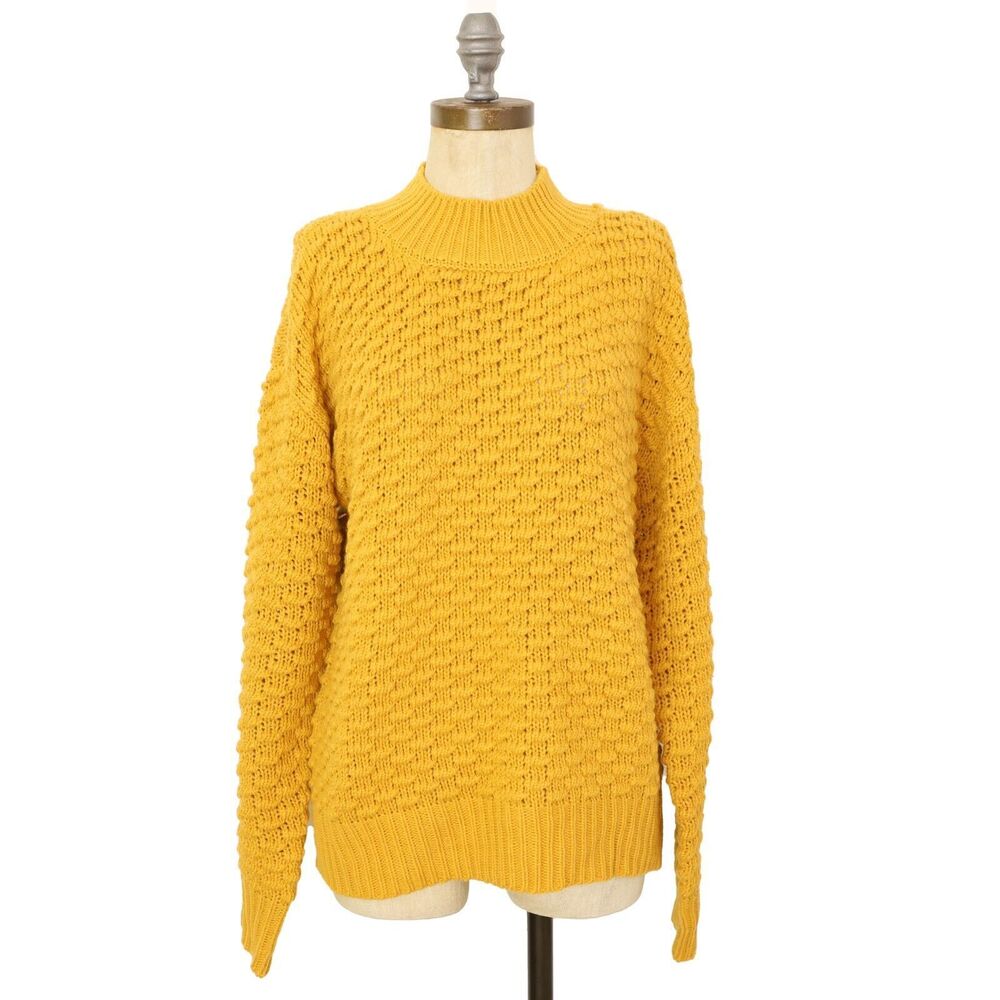 GREY COLLECTIVE Textured Popcorn Stitch Sweater M Yellow Long Sleeve NWT B43